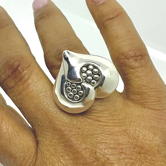 Sterling Silver Jewelry-Large Modernist Puffed Heart Ring (Size 7) - Picture 7 of 7